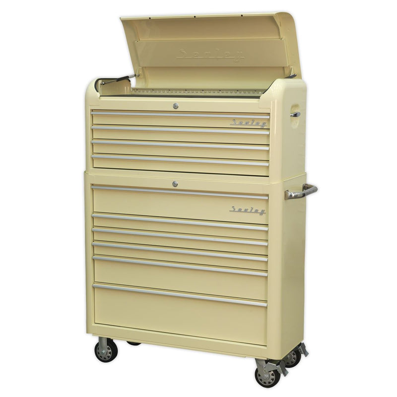 Sealey AP41COMBO Retro Style Extra-Wide Topchest & Rollcab Combination 10 Drawer - Cream