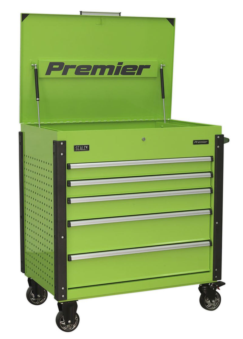 Sealey AP5MHV Tool Trolley 5 Drawer Heavy-Duty - Hi-Vis Green