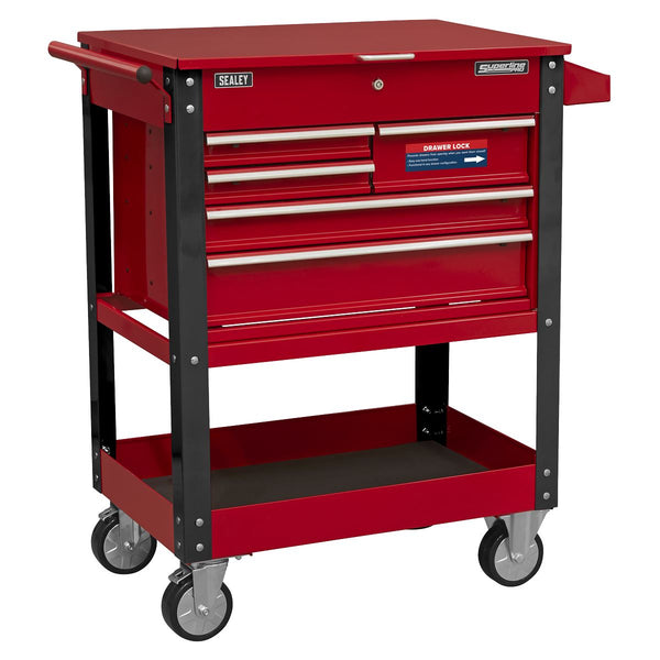 Sealey Superline PRO&reg; Heavy-Duty Mobile Tool & Parts Trolley with 5 Drawers & Lockable Top AP890M