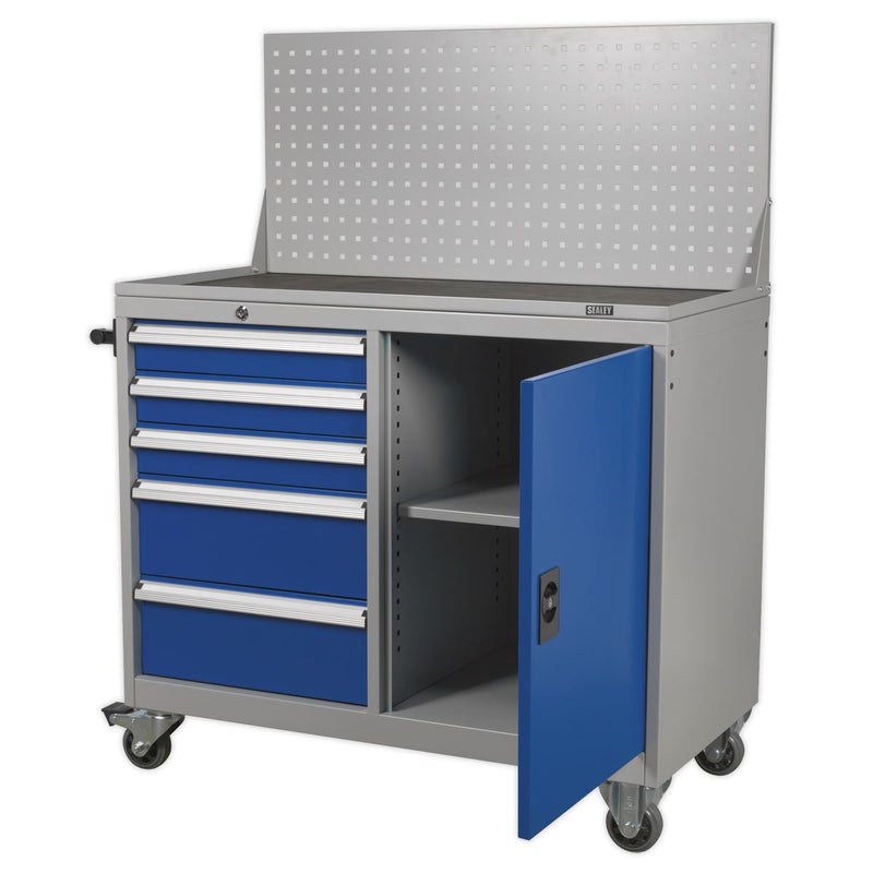 Sealey Premier Industrial&trade; Mobile Workstation with 5 Drawers & 1 Shelf Locker API1103A