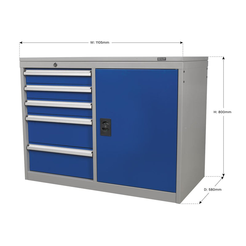 Sealey Premier Industrial&trade; Cabinet/Workstation with 5 Drawers & 1 Shelf Locker API1103B