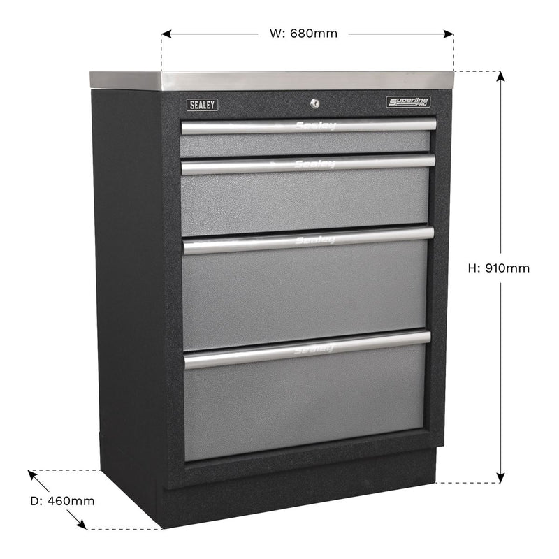 Sealey Superline PRO&reg; Modular 4 Drawer Cabinet 680mm APMS51