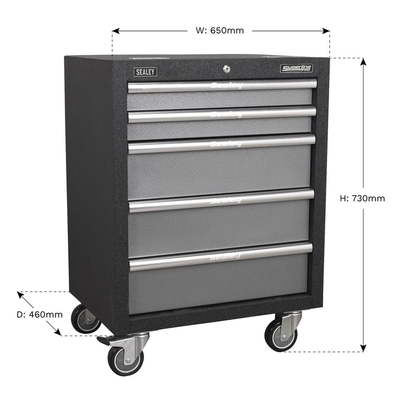 Sealey Superline PRO&reg; Modular Mobile Cabinet 5 Drawer 650mm APMS58