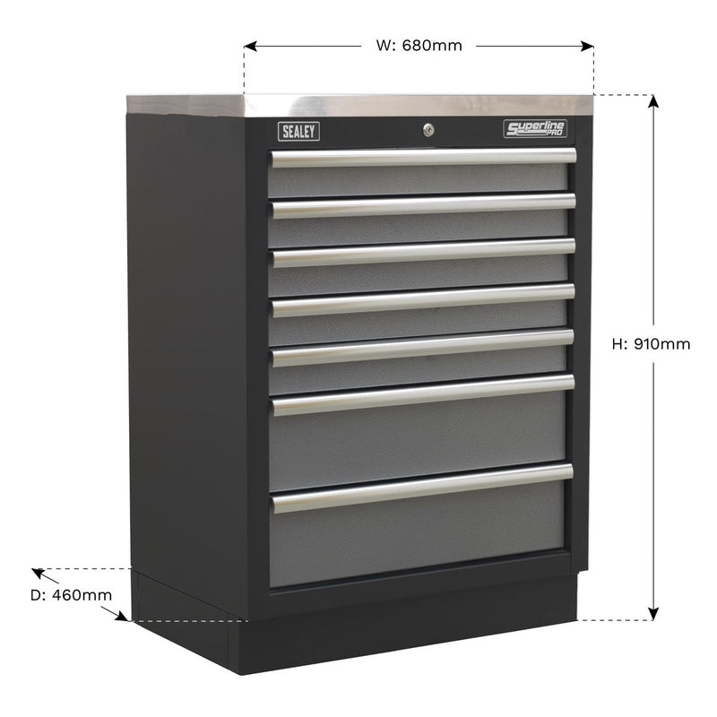 Sealey Superline PRO&reg; Modular Cabinet 7 Drawer 680mm APMS62