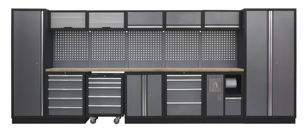 Sealey Superline PRO&reg; Storage System with Wood Worktop 4.9m APMSSTACK01W