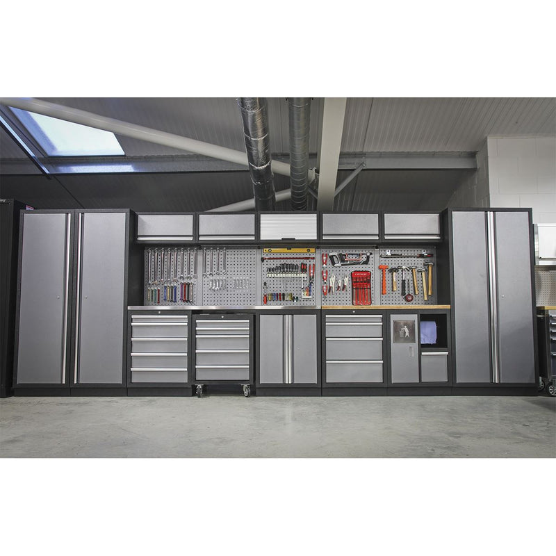 Sealey Superline PRO&reg; Storage System with Wood Worktop 4.9m APMSSTACK01W