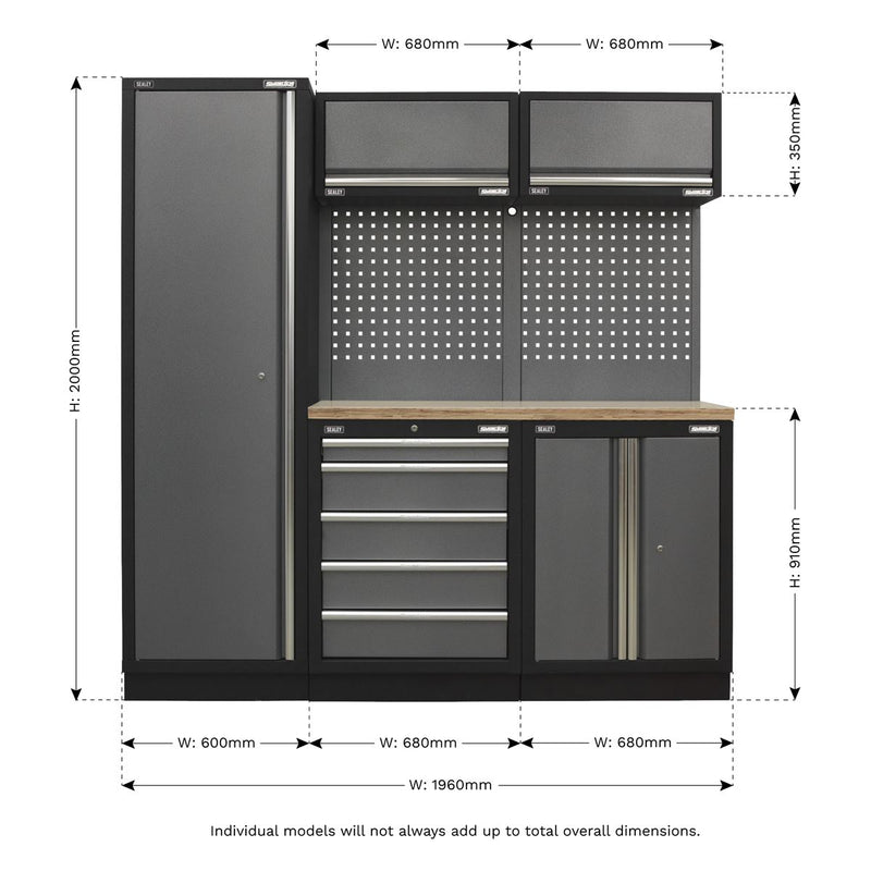Sealey Superline PRO&reg; Storage System with Wood Worktop 2.0m APMSSTACK02W