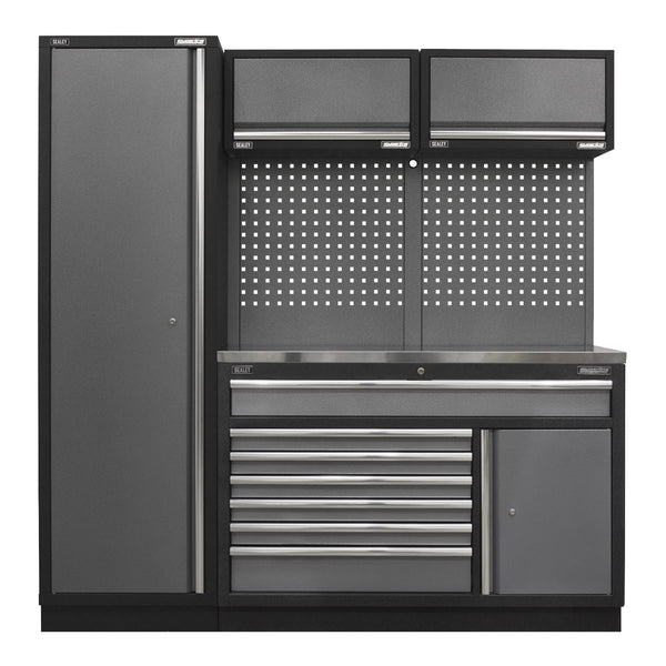 Sealey Superline PRO&reg; Storage System with Stainless Steel Worktop 1.96m APMSSTACK09SS