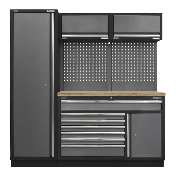 Sealey Superline PRO&reg; Storage System with Pressed Wood Worktop 1.96m APMSSTACK09W