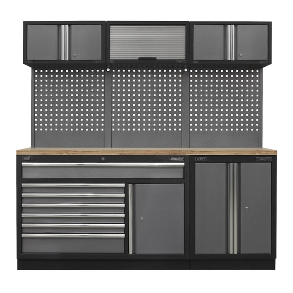 Sealey Superline PRO&reg; Storage System with Pressed Wood Worktop 2.04m APMSSTACK11W