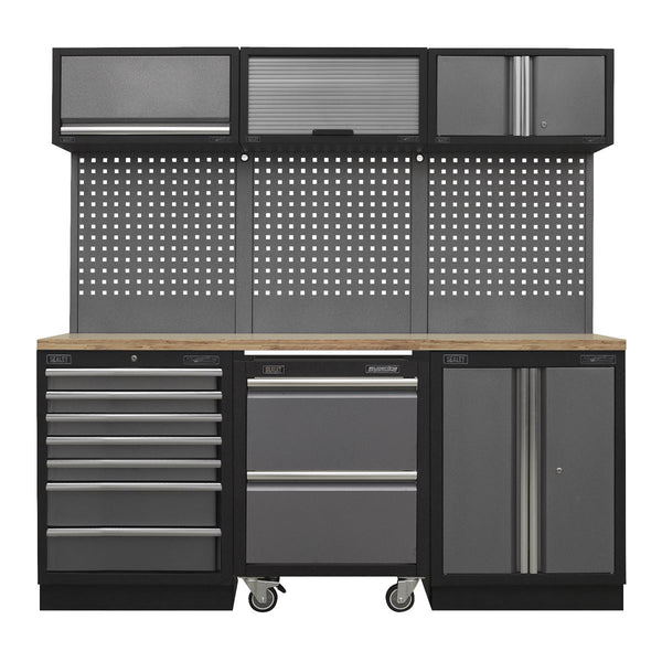 Sealey Superline PRO&reg; Storage System with Pressed Wood Worktop 2.04m APMSSTACK12W