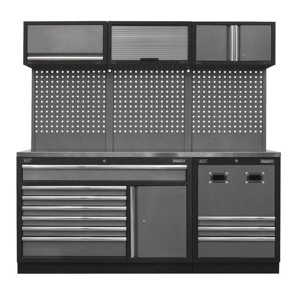 Sealey Superline PRO&reg; Modular Storage System Combo with Stainless Steel Worktop APMSSTACK14SS