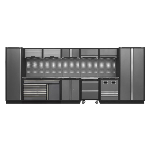 Sealey Superline PRO&reg; Storage System with Stainless Steel Worktop 4.9m APMSSTACK16SS