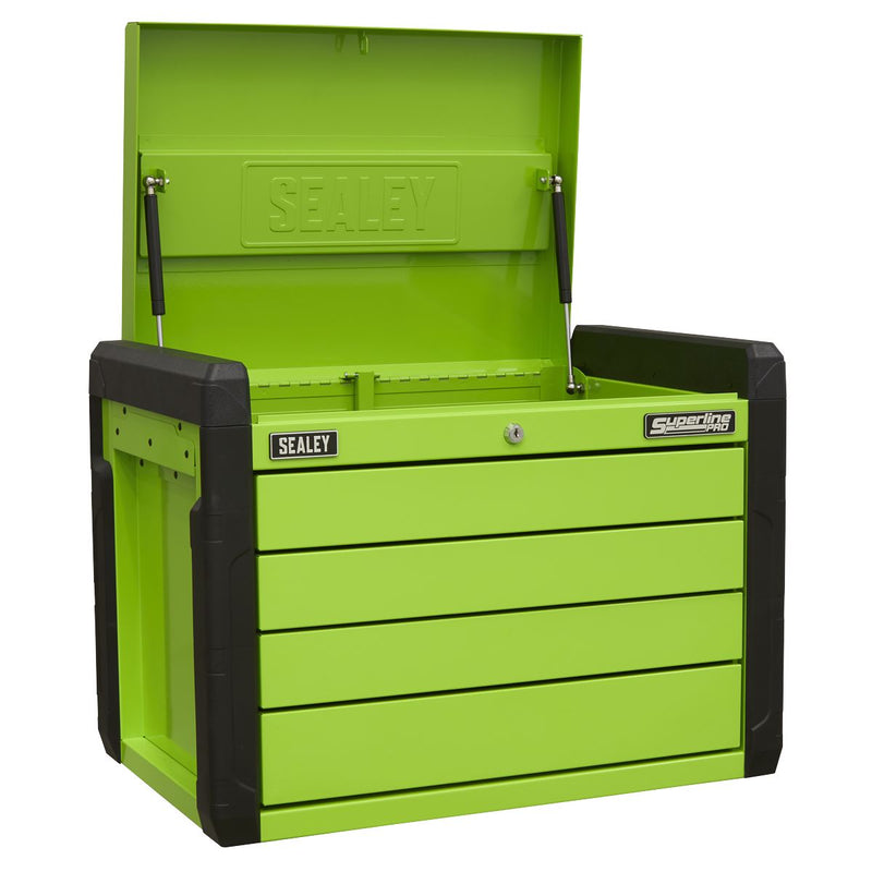 Sealey Superline PRO&reg; Push-to-Open Topchest 4 Drawer - Green APPD4G