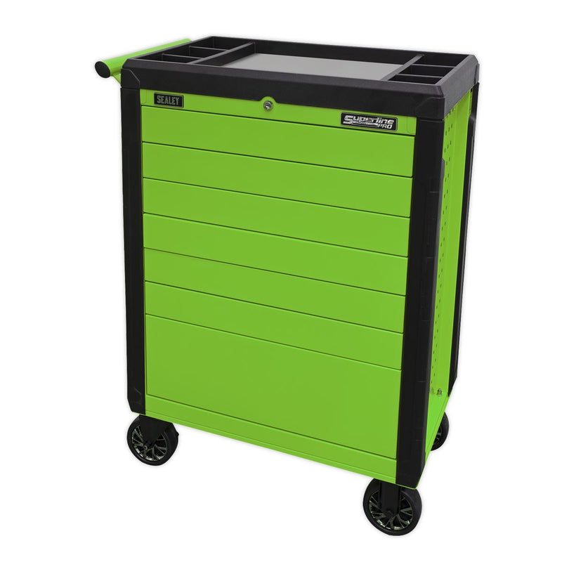 Sealey Superline PRO&reg; Push-To-Open Rollcab 7 Drawer - Green APPD7G