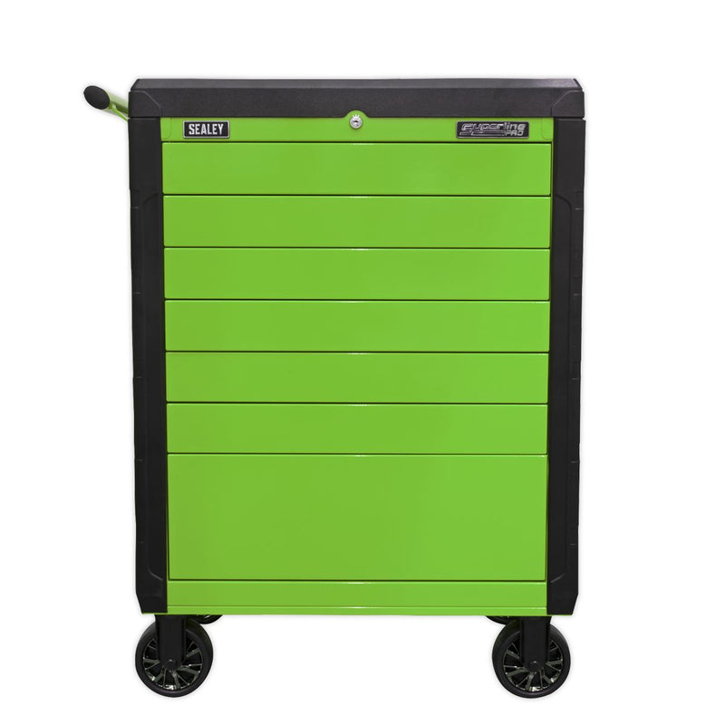 Sealey Superline PRO&reg; Push-To-Open Rollcab 7 Drawer - Green APPD7G