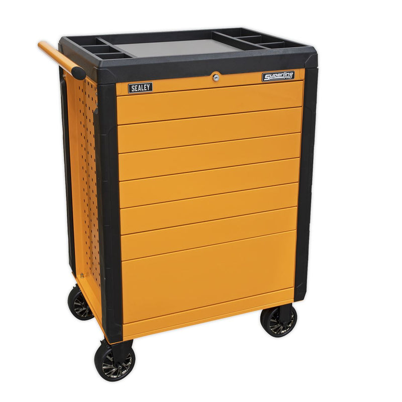 Sealey Superline PRO&reg; Push-To-Open Rollcab 7 Drawer - Orange APPD7O