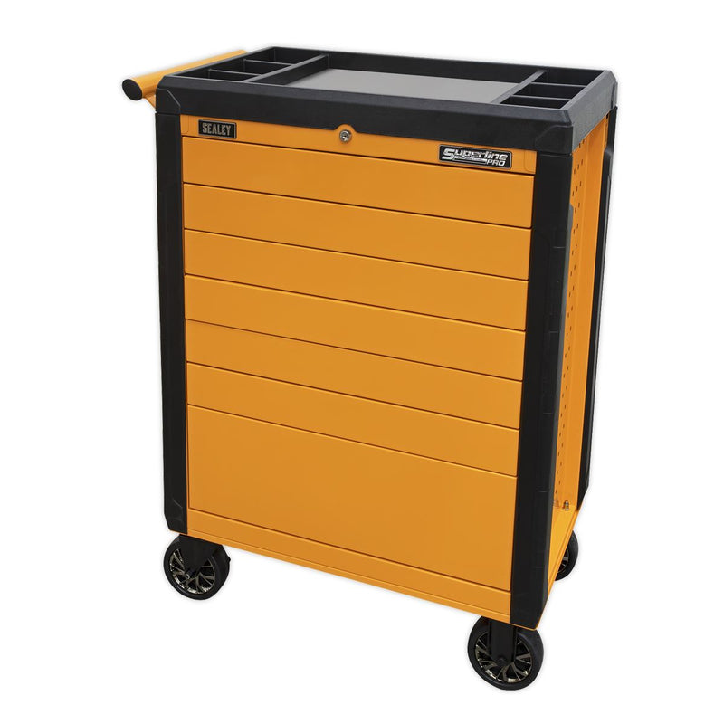 Sealey Superline PRO&reg; Push-To-Open Rollcab 7 Drawer - Orange APPD7O