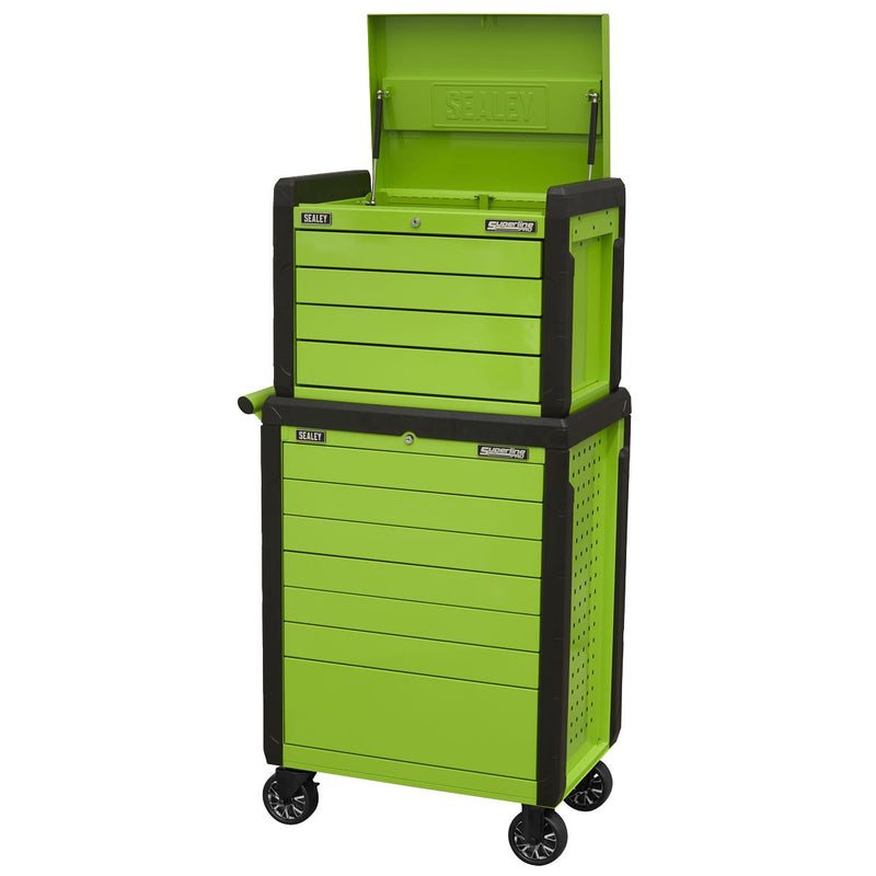 Sealey Superline PRO&reg; Push-To-Open Topchest & Rollcab Combination 11 Drawer - Green APPDSTACKG