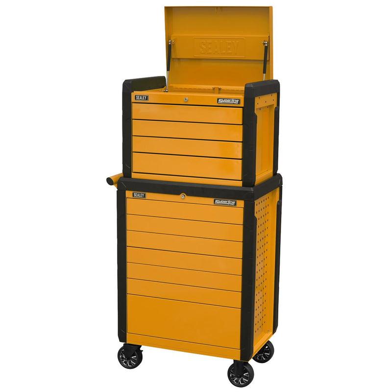 Sealey Superline PRO&reg; Push-To-Open Topchest & Rollcab Combination 11 Drawer - Orange APPDSTACKO