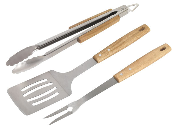 Sealey BBQ09 BBQ Tool Set 3pc Acacia Wooden Handles