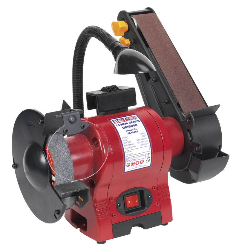 Sealey 150mm Bench Grinder with 50mm Belt Sander & Worklight 250W/230V BG150BS