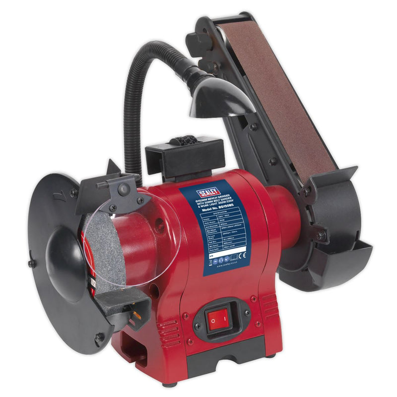 Sealey 150mm Bench Grinder with 50mm Belt Sander & Worklight 250W/230V BG150BS