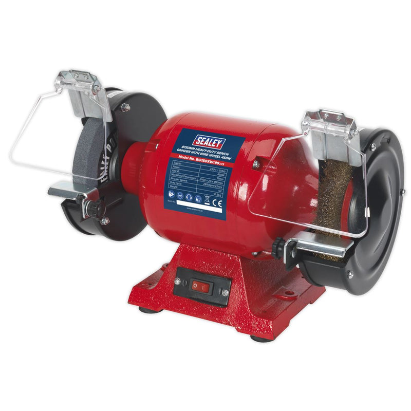 Sealey Heavy-Duty 150mm Bench Grinder with Wire Wheel 450W/230V BG150XW/99