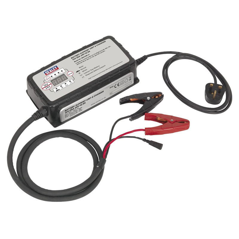 Sealey 12V-25A/24V-12.5A Battery Support Unit & Charger BSCU25