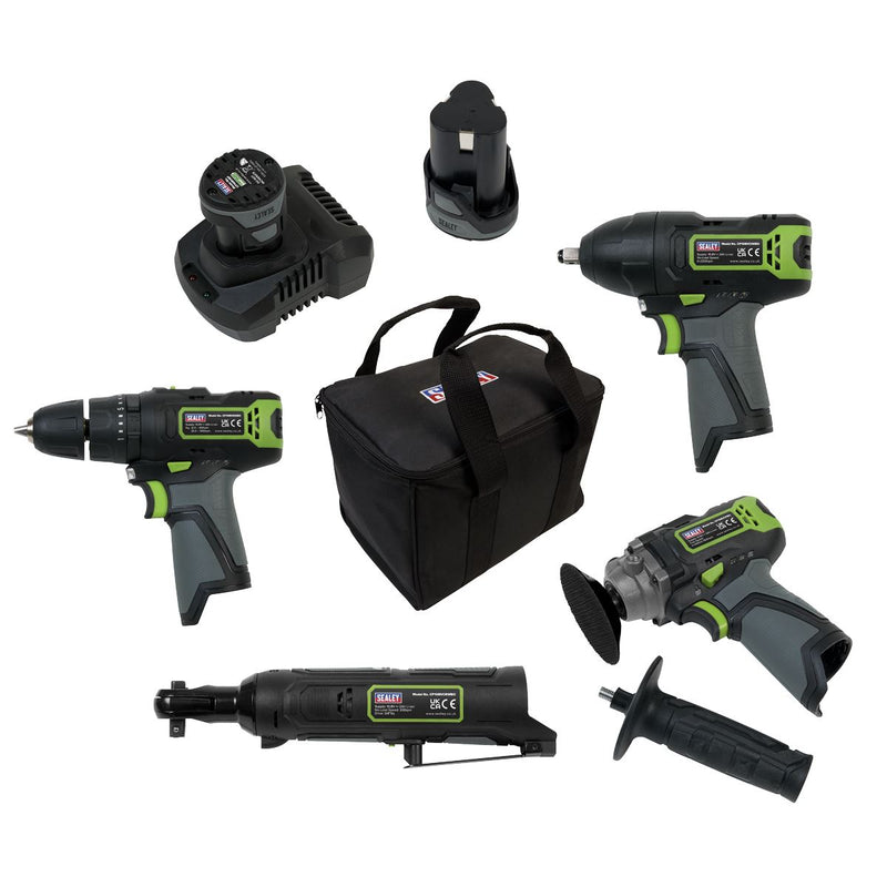 Sealey 4 x SV10.8 Series Cordless Combo Kit 10.8 V - 2 Batteries CP108VCOMBO1