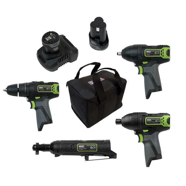 Sealey 4 x SV10.8 Series Cordless Combo Kit 10.8V - 2 Batteries CP108VCOMBO2