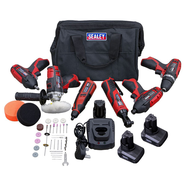 Sealey SV12 Series 6 x 12V Cordless Power Tool Kit - 3 Batteries CP1200COMBO2B