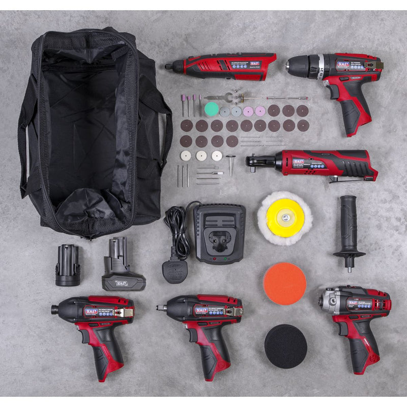 Sealey 6 x SV12 Series Cordless Power Tool Combo Kit 12V - 2 Batteries CP1200COMBO2