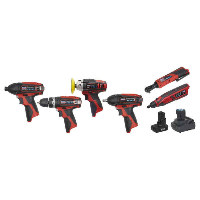 Sealey 6 x SV12 Series Cordless Power Tool Combo Kit 12V - 2 Batteries CP1200COMBO2