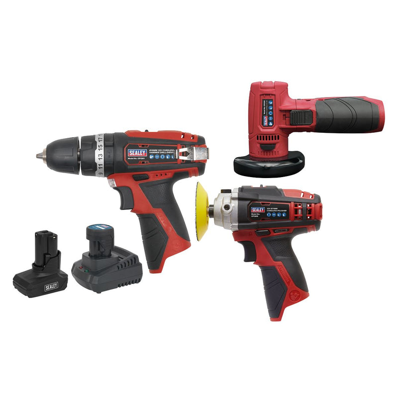 Sealey 3 x SV12 Series Cordless Power Tool Combo Kit 12V - 2 Batteries CP1200COMBO7