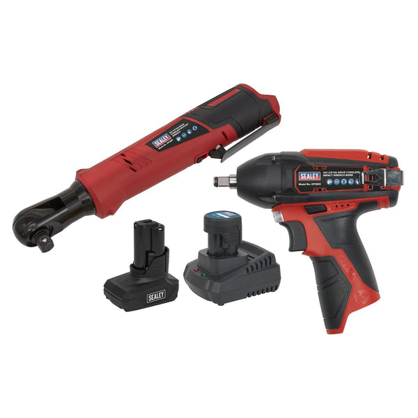 Sealey 2 x SV12 Series Cordless Power Tool Combo Kit 12V - 2 Batteries CP1200COMBO8