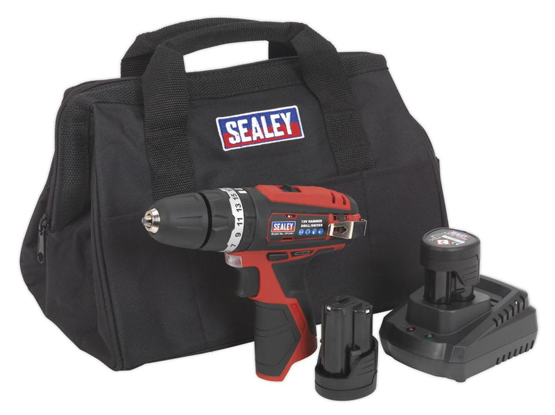 Sealey SV12 Series 10mm Cordless Combi Drill Kit 12V 1.5Ah - 2 Batteries CP1201KIT