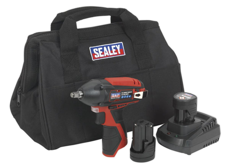 Sealey SV12 Series 3/8"Sq Drive Cordless Impact Wrench Kit 12V 1.5Ah - 2 Batteries CP1204KIT