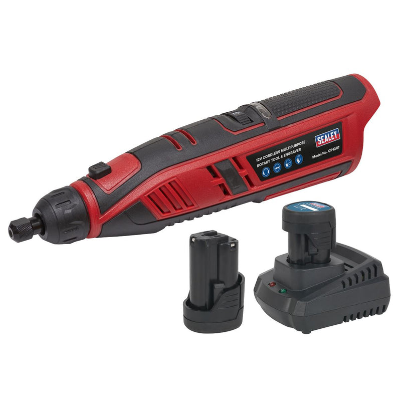 Sealey SV12 Series Cordless Multipurpose Rotary Tool & Engraver Kit 49pc 12V - 2 Batteries CP1207KIT