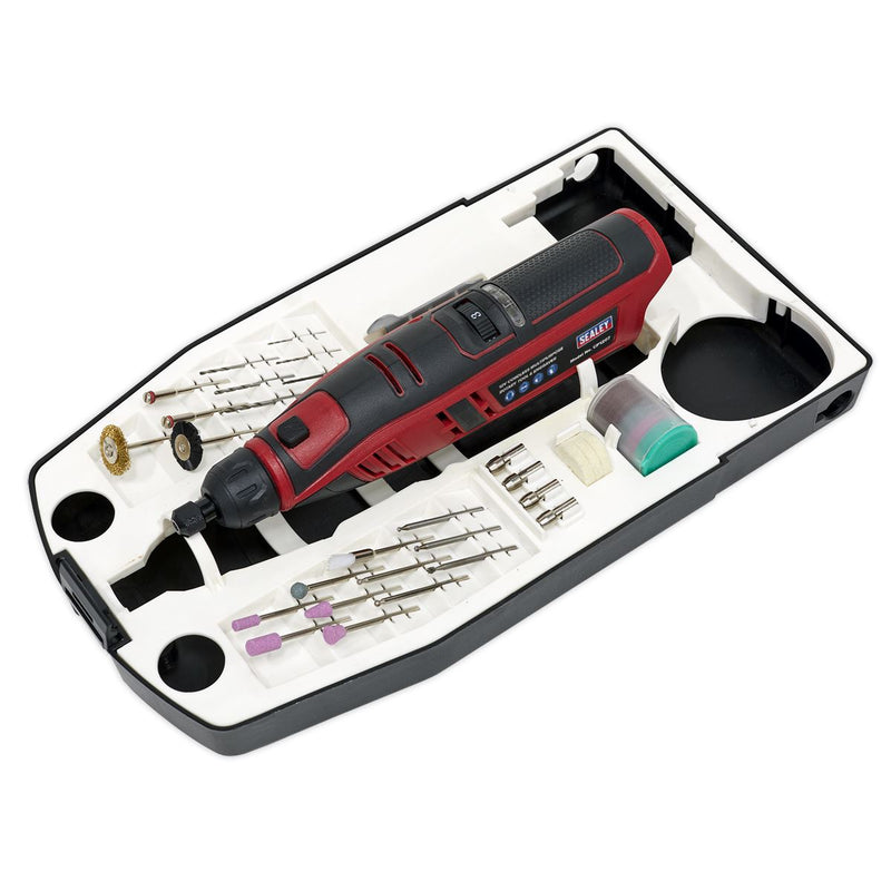 Sealey SV12 Series Cordless Multipurpose Rotary Tool & Engraver Kit 12V 49pc - Body Only CP1207