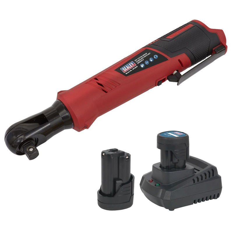 Sealey SV12 Series 1/2"Sq Drive Cordless Ratchet Wrench Kit 12V - 2 Batteries CP1209KIT