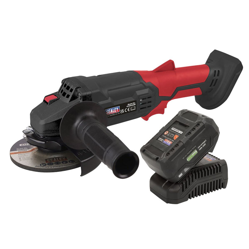 Sealey SV20 Series 115mm Cordless Angle Grinder Kit 20V 4Ah CP20VAGBKIT1