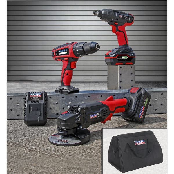 Sealey 3 x SV20 Series Cordless Tool Combo Kit 20V - 2 Batteries CP20VCOMBO1