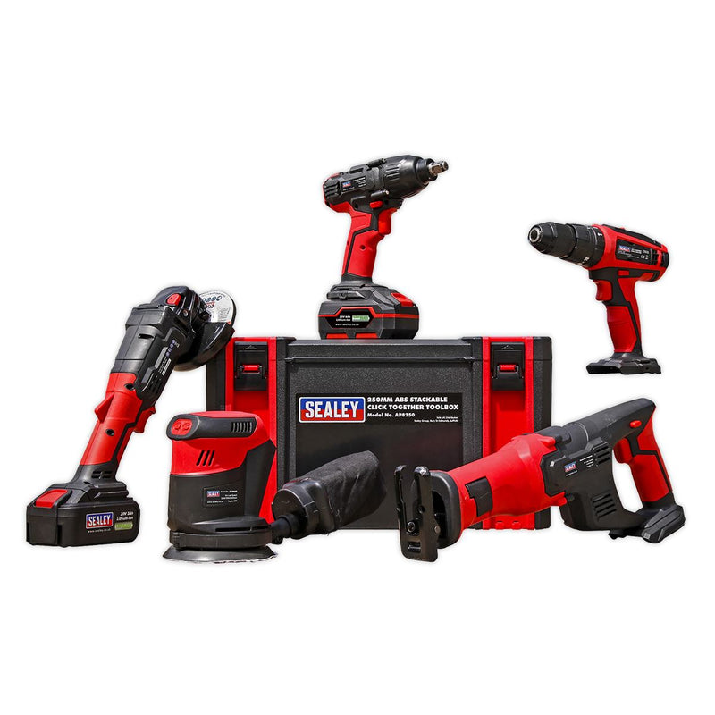 Sealey 5 x SV20 Series Cordless Tool Combo Kit 20V - 2 Batteries CP20VCOMBO2