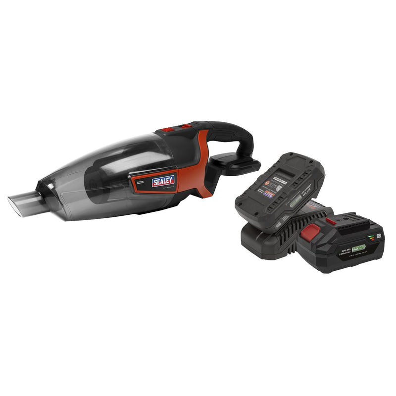 Sealey SV20 Series 650ml Cordless Handheld Vacuum Cleaner Kit 20V - 2 Batteries CP20VCVKIT