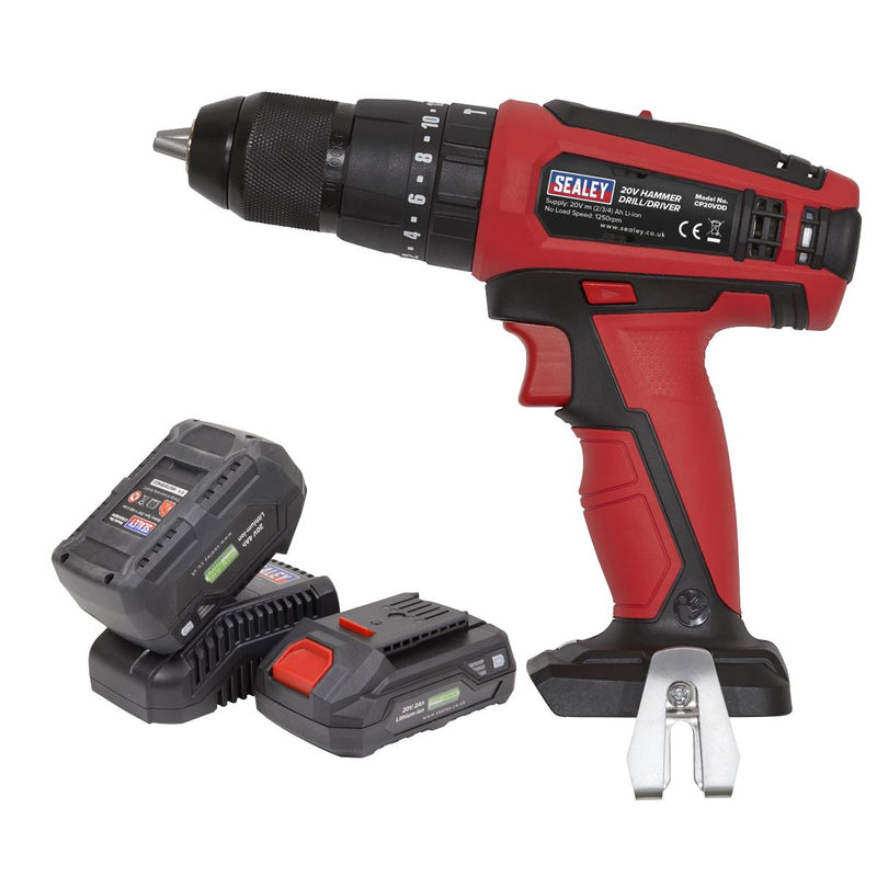 Sealey SV20 Series 13mm Cordless Combi Drill Kit 20V - 2 Batteries CP20VDDKIT