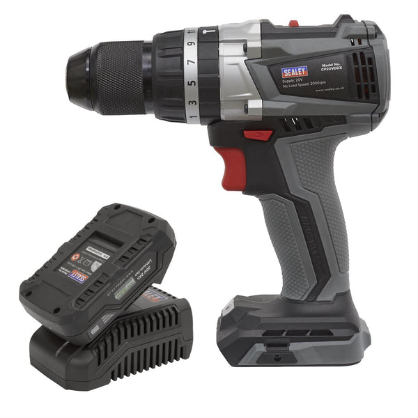 Sealey Premier SV20 Series 13mm Brushless Cordless Combi Drill Kit 20V 2Ah CP20VDDXKIT1