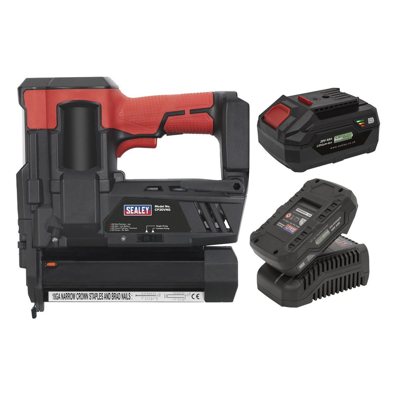 Sealey SV20 Series Cordless Staple/Nail Gun Kit 18G 20V - 2 Batteries CP20VNGKIT