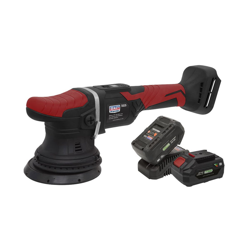 Sealey Premier SV20 Series 125mm Cordless Orbital Polisher Kit 20V 4Ah - 2 Batteries CP20VOPKIT2