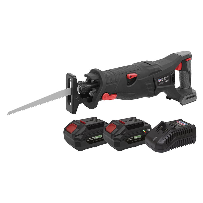 Sealey Premier SV20 Series Brushless Cordless Reciprocating Saw 20V 4Ah Kit - 2 Batteries CP20VRSXKIT